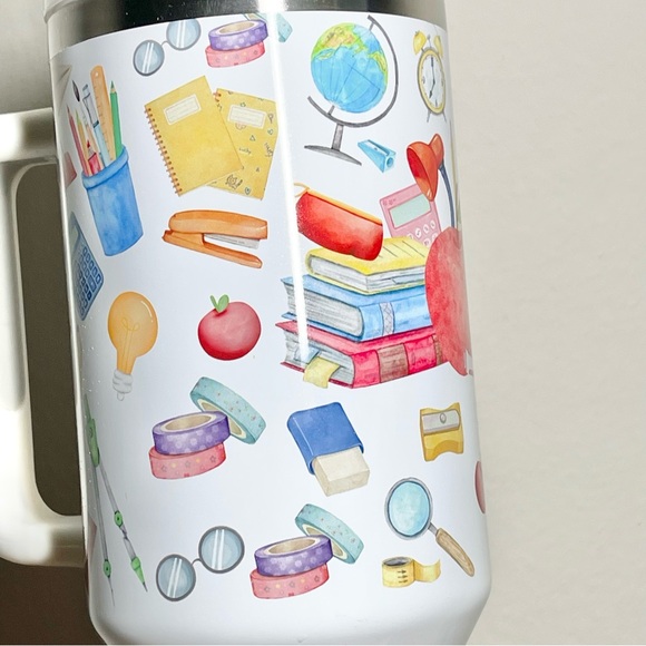 Teacher 40 oz Tumbler/Water bottle/Mug with handle and straw.Birthday gifts for - Picture 7 of 10